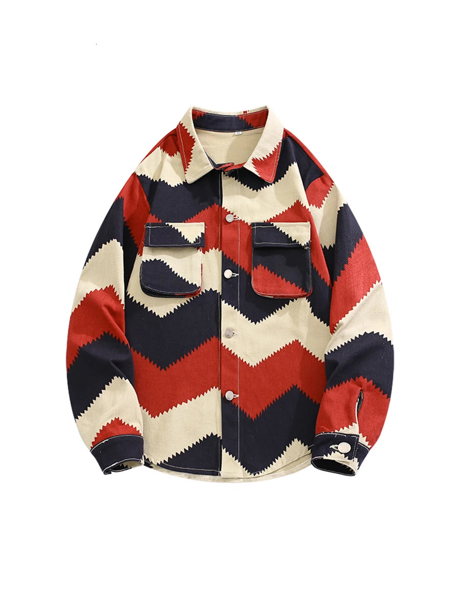 Mens Japanese Contrasting Color Rhombus Lapel Long-sleeved Denim Jackets Trendy Street Handsome Hip Hop Loose Casual Coat 250611