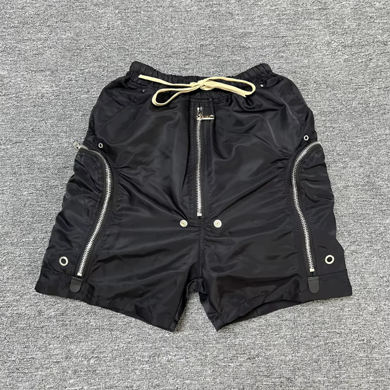 Zipper Nylon Multi Pocket Workwear Shorts Men Women Drawstring Shorts