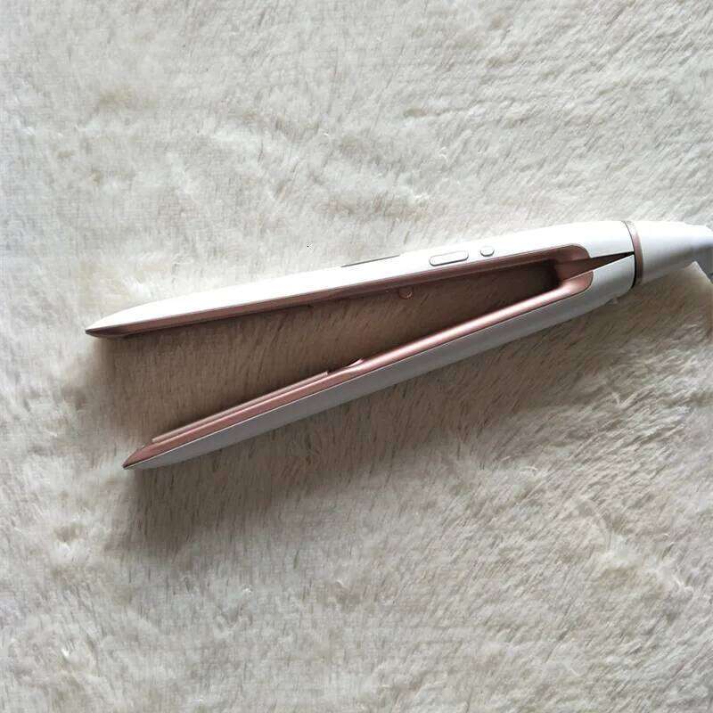 2 in 1 Heated Straightener Comb Professional Irons Curling Brush Gold Titanium Alloy Hair Straightening Flat Iron