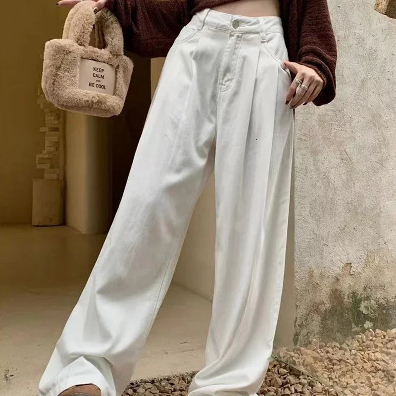 Plus Size HighWaisted WideLeg Jeans Womens LooseFit Slimming Draped StraightLeg Long Pants SpringSummer 2024 Collec 250609