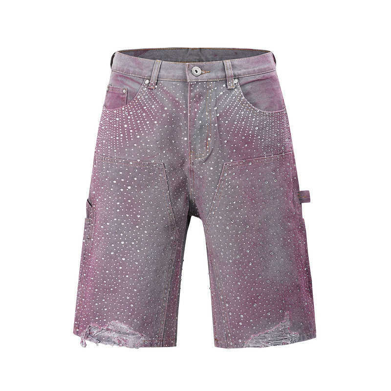 Harajuku Hip Hop Strtwear Y2K American trend Sequin Denim Shorts couples Jeans Baggy Denim Gym Shorts Casual new summerShorts X250403