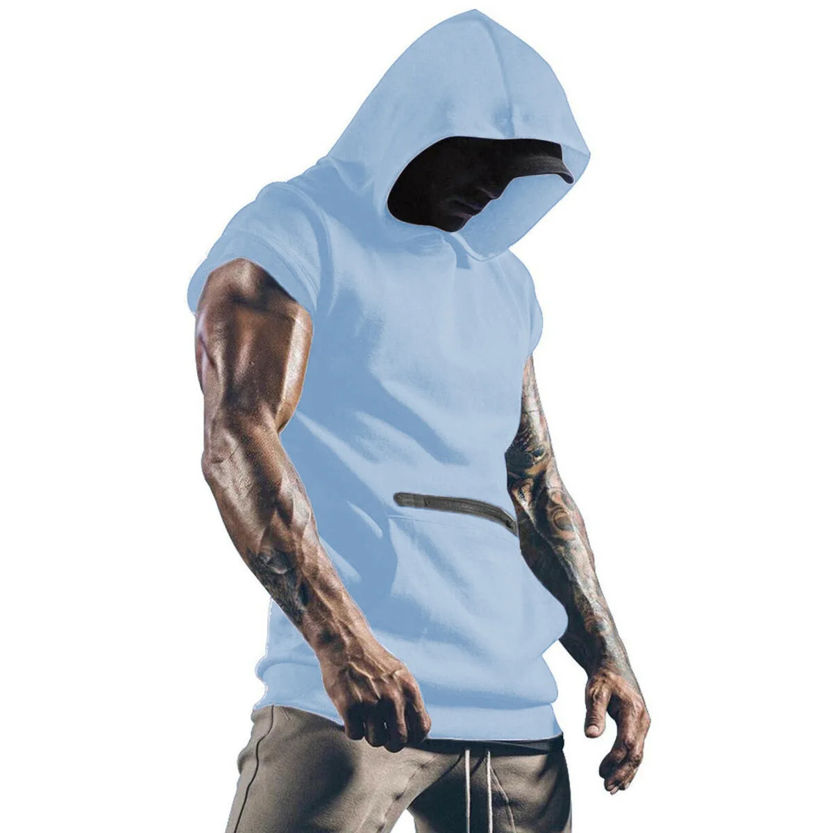 seller European and American mens clothing pocket zipper sports vest Factory Direct Sale 250610