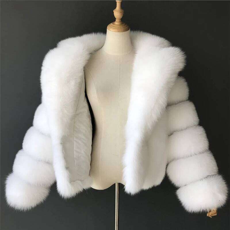 HJQJLJLS 2021 Winter Mink Fuzzy Women Faux Fox Coat Thick Warm Lapel Long Sleeve White Black Fluffy Fur Jacket