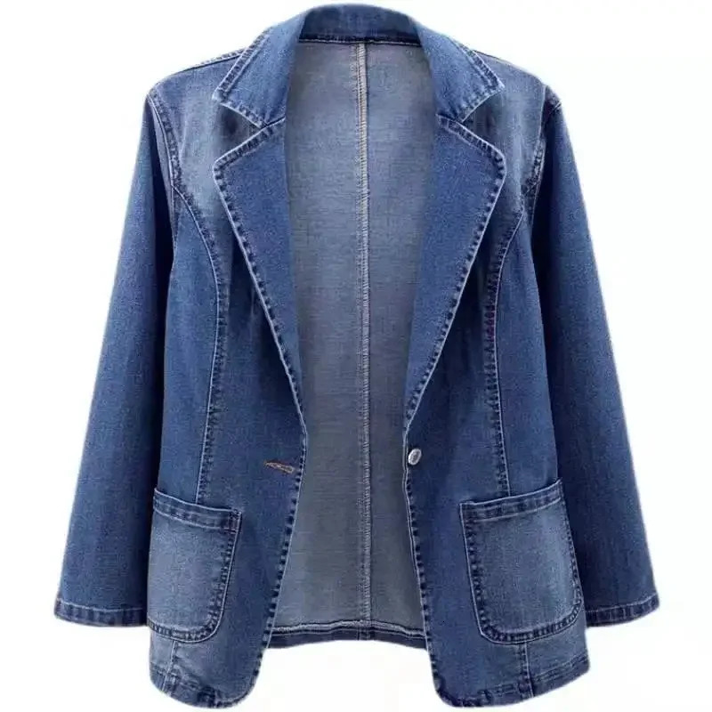 Spring Autumn Collection Denim Jacket Womens Slimming Cardigan Outer Wear Solid Color Top Trendy Silhouette Smoothers 250609