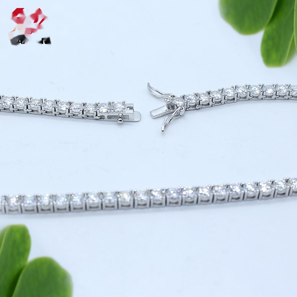 OACOCA Fashion Jewelry 925 Sterling Silver Iced Out 20inches Mossanite Tennis Link Chains 4mm D VVS Moissanite Tennis Necklace
