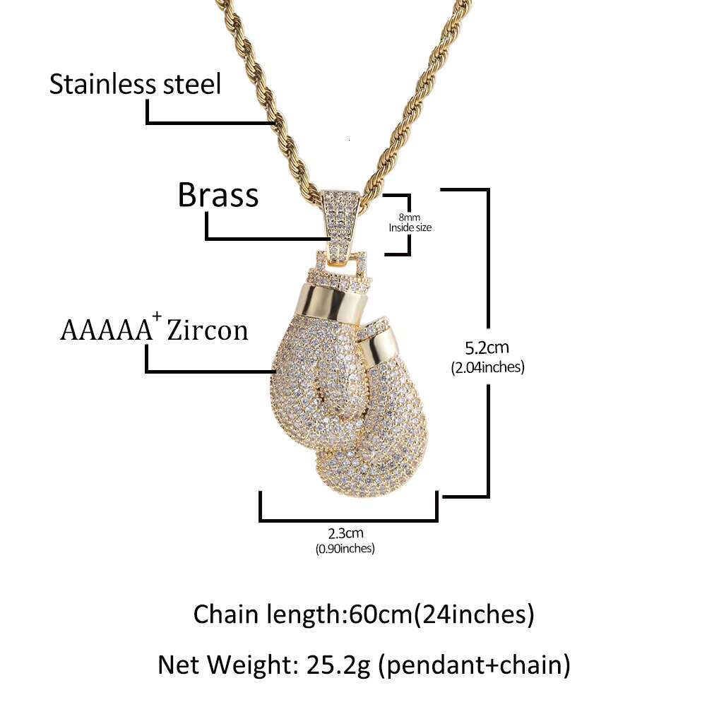 Boxing Gloves Pendent Hip Hop Jewelry Fashion Necklace Brass Zircon Diamond Men Necklace Fashion Pendants Charms