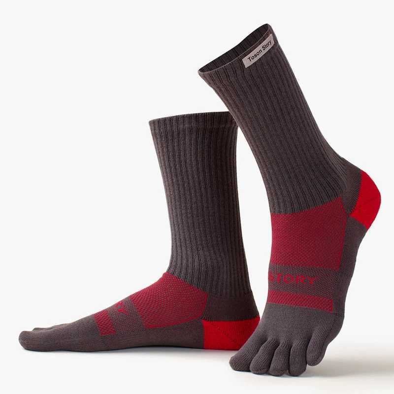 2025 Cotton Mens Sports Five Finger Socks Sweat Absorption Anti-odor Autumn Winter Towel Base Terry Long Tube Split Toe Socks Z250610