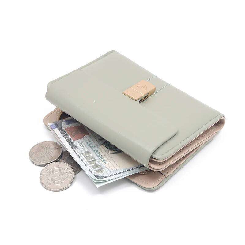 ins Wallet woman new Japanese and South Korea small fresh solid color personality love hardware buckle folding three-fold MASA