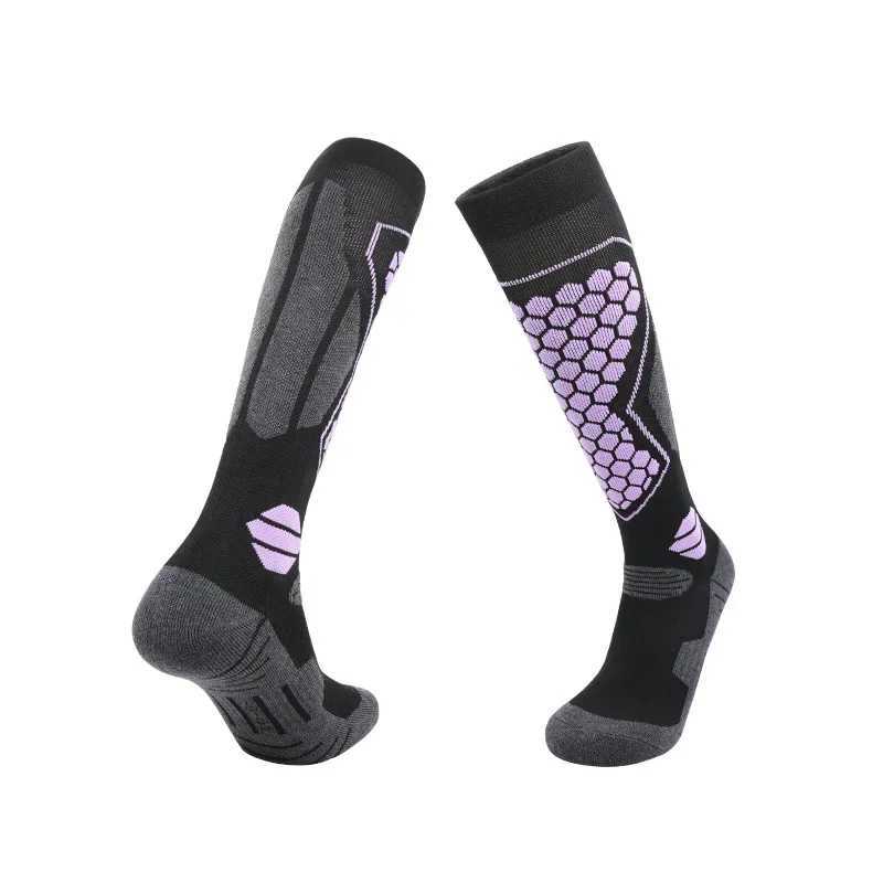 New autumn and winter professional ski socks thickened wool mens and womens long tube warm sports snow socks Z250610