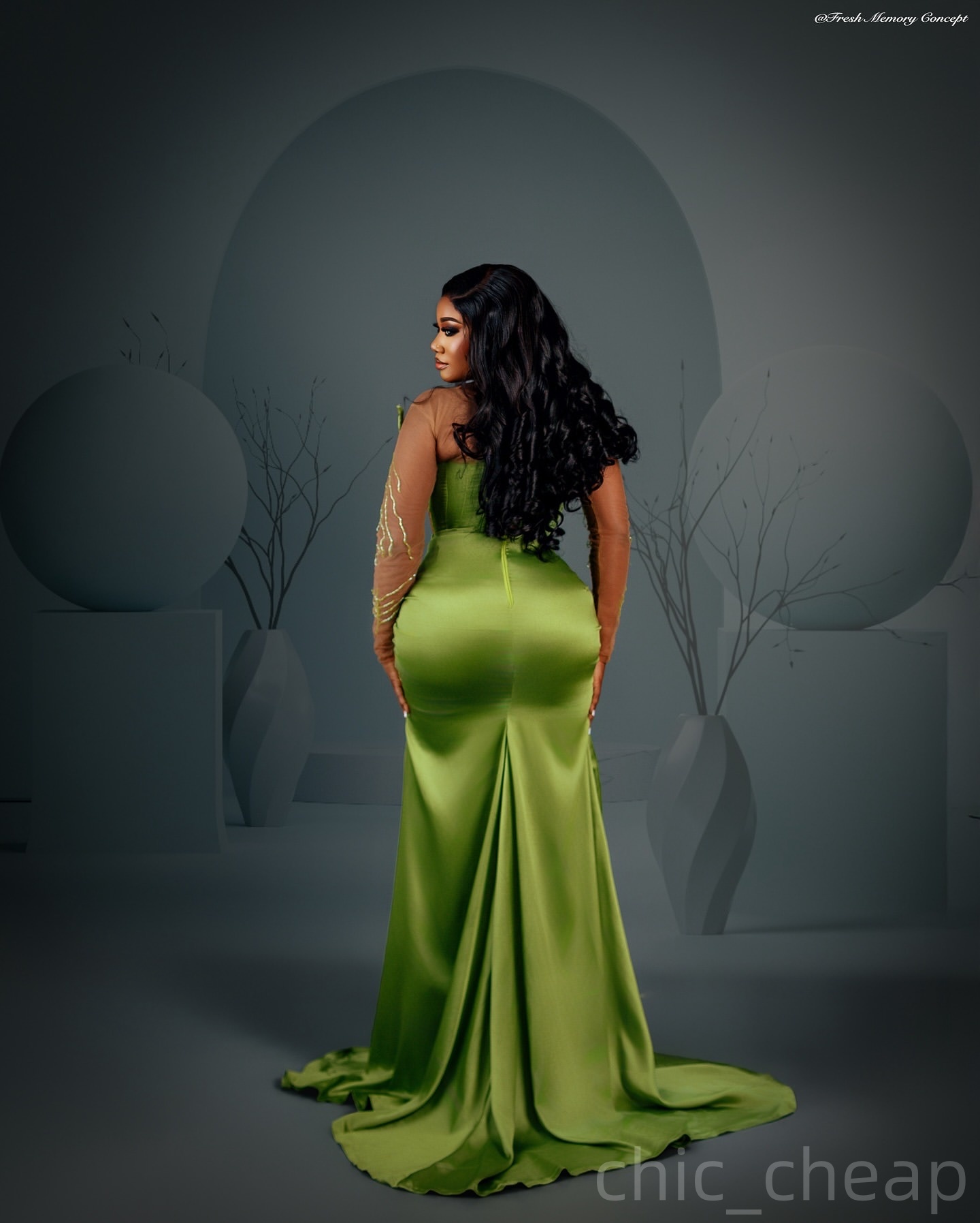 Green Mermaid Prom Dresses 2025 Beaded Satin Sheer Neck Evening Formal Party Second Birthday Engagement Gowns Plus Size Dress For Special Occasions