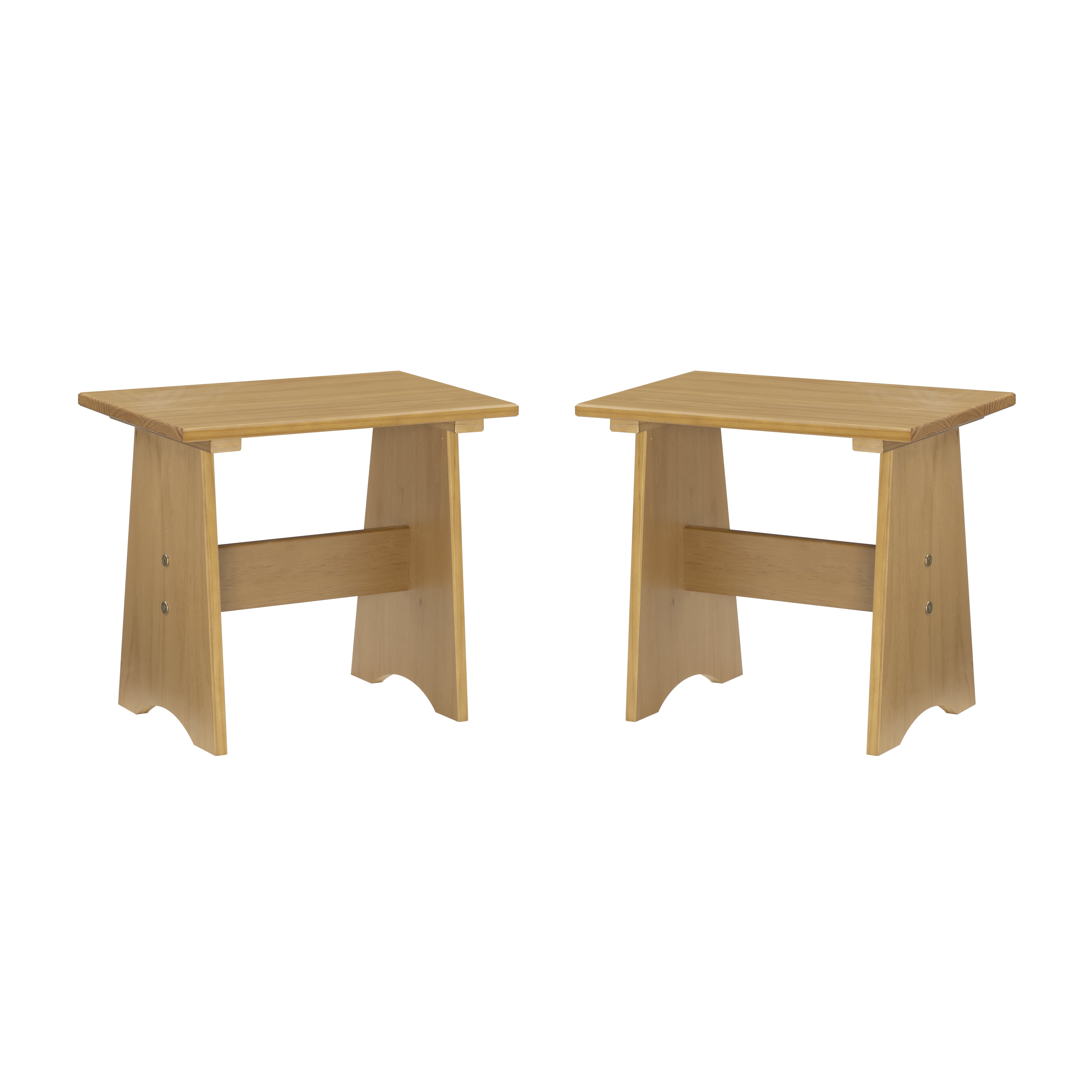 Linon Rectangular Solid Pine Rustic Kasey Dining Bench with Backless, Honey (Set of 2)