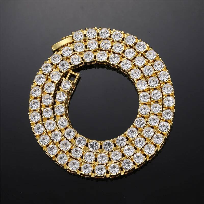 Hip Hop Iced Out Tennis Chain Necklace 3MM 4MM 5MM Mens Necklaces 1 Row Rhinestone Choker Bling Crystal For Men Jewelry
