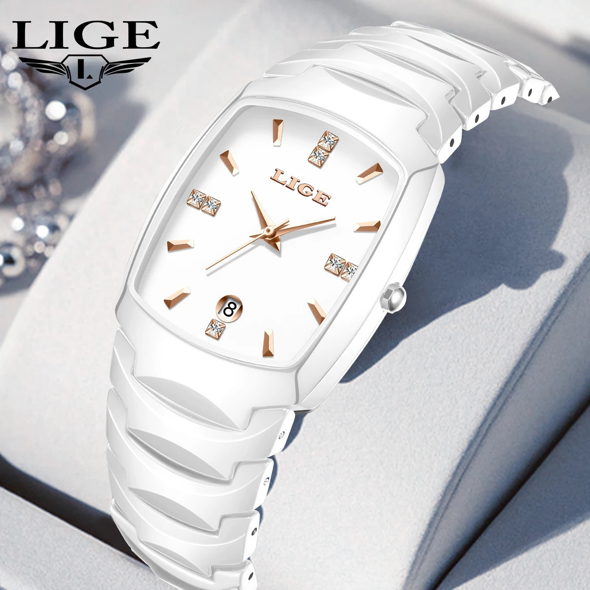 LIGE Fashion Woman Watch Simple Elegant Stainless Steel Casual Quartz Watches for Women Calendar Ladies Romantic Gift 250606