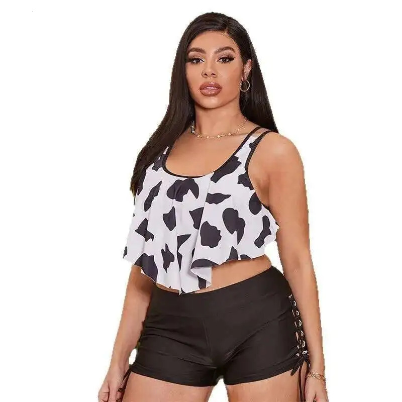 Sports Style Plus Size Split Swimsuit Womens Conservative Bikini Sexy Backless Tight Flat Angle Pure Desire Y2k 250530