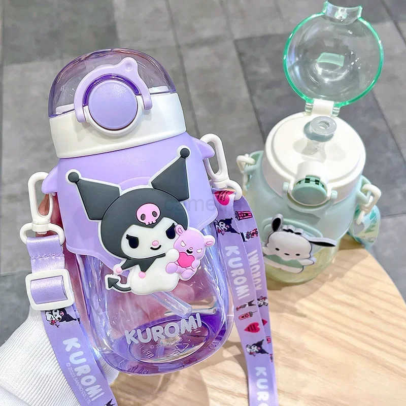 Sanrio 690ml Sanrio Large Capacity Water Bottle Cinnamoroll Kuromi My Melody Portable Straw Water Cup for Outdoor Sports FitnessXJ2542