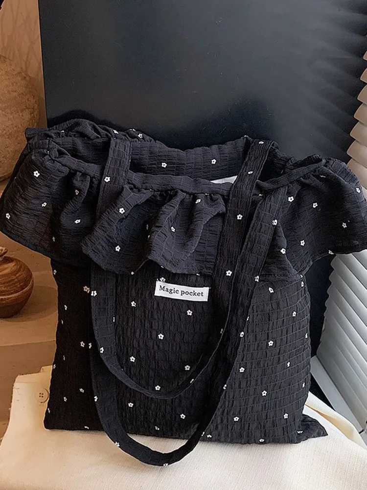 All-match Wave Point Chiffon Shoulder Bag Large Capacity Fairy Mesh Handbag Commuting Bag Korean Style Tote Bag Women XJ250610