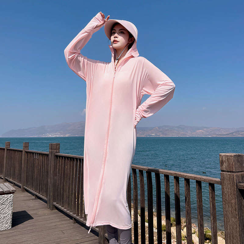 Designer Clothing 2025 Full Body Sun Protection Ice Silk Jacket For Women 2025 Summer New Hooded Long Over-The-Knee Breathable Sunscreen Thin Coat