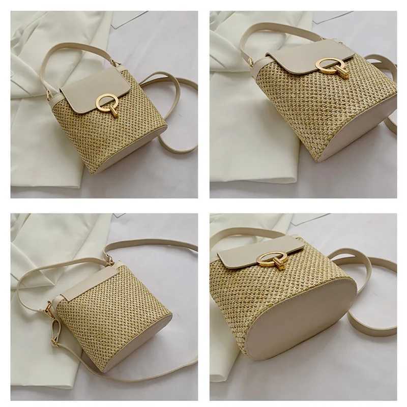 Summer New Straw Bucket Bag For Women New Crossbody Bag Beach Handbag Vacation Shoulder Bag Design Lady Bag Travel Purse Bolsa XJ250610