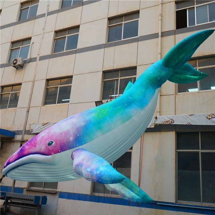 Free shipping 8m length (26ft) Colorful Inflatable Whale Inflatables Balloon Narwhal With Blower and Strip and Videos For Nightclub Ceiling Decoration