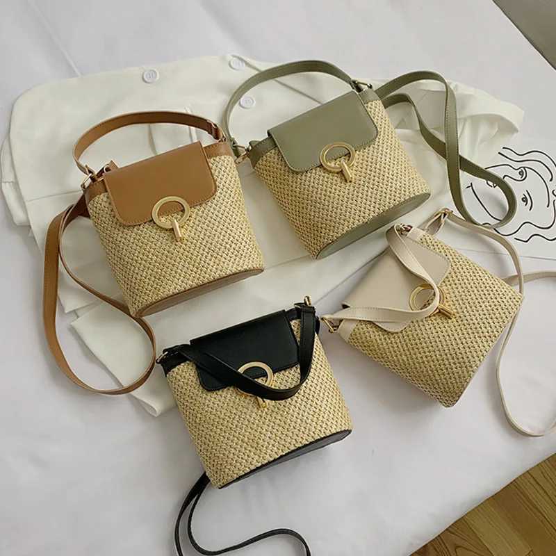 Summer New Straw Bucket Bag For Women New Crossbody Bag Beach Handbag Vacation Shoulder Bag Design Lady Bag Travel Purse Bolsa XJ250610