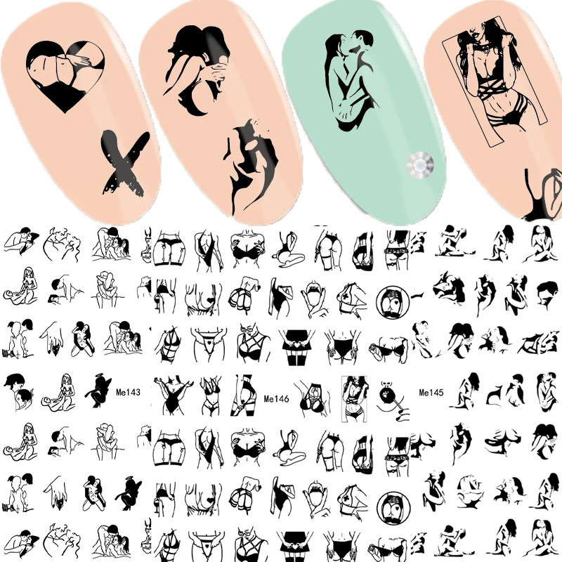 Valentines Day Limited Adult Nail Stickers Art Decoration 3D Sexy Woman Love Accessories Decal 250605