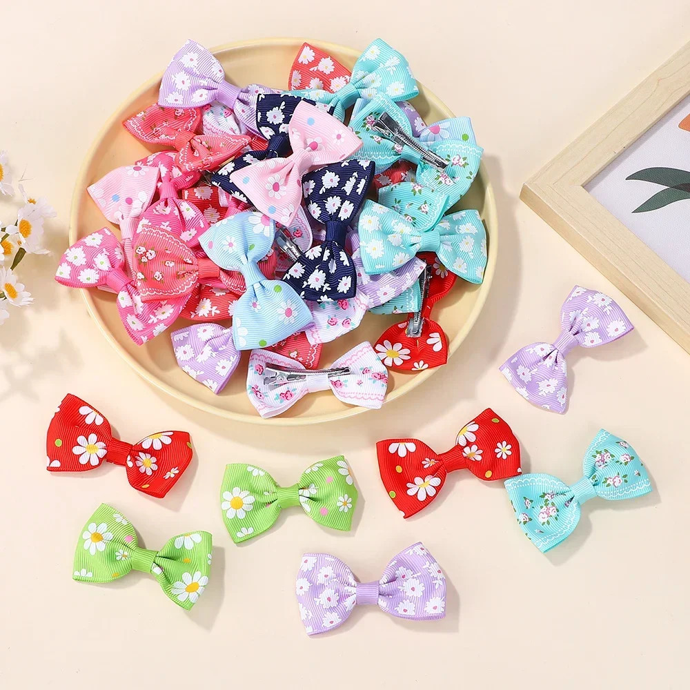 600pcs/set 2.63Random Colorful Daisy Flower Hair Bows Clip for Baby Girls Summer Beach Hairpins Headwear Hair Accessories 250611