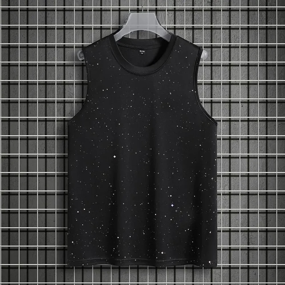 Summer Mens Y2k Graphic Cotton Sleeveless T-Shirt American Retro Fashion Trend Street Casual Loose Breathable Mens Tops 250611