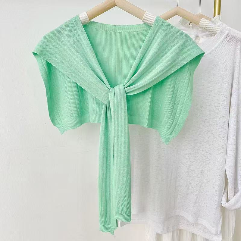 K979 Spring and summer outerwear shawl ice silk thin style net celebrity small shoulder Korean version sunscreen line girlfriend knitted knotted scarf