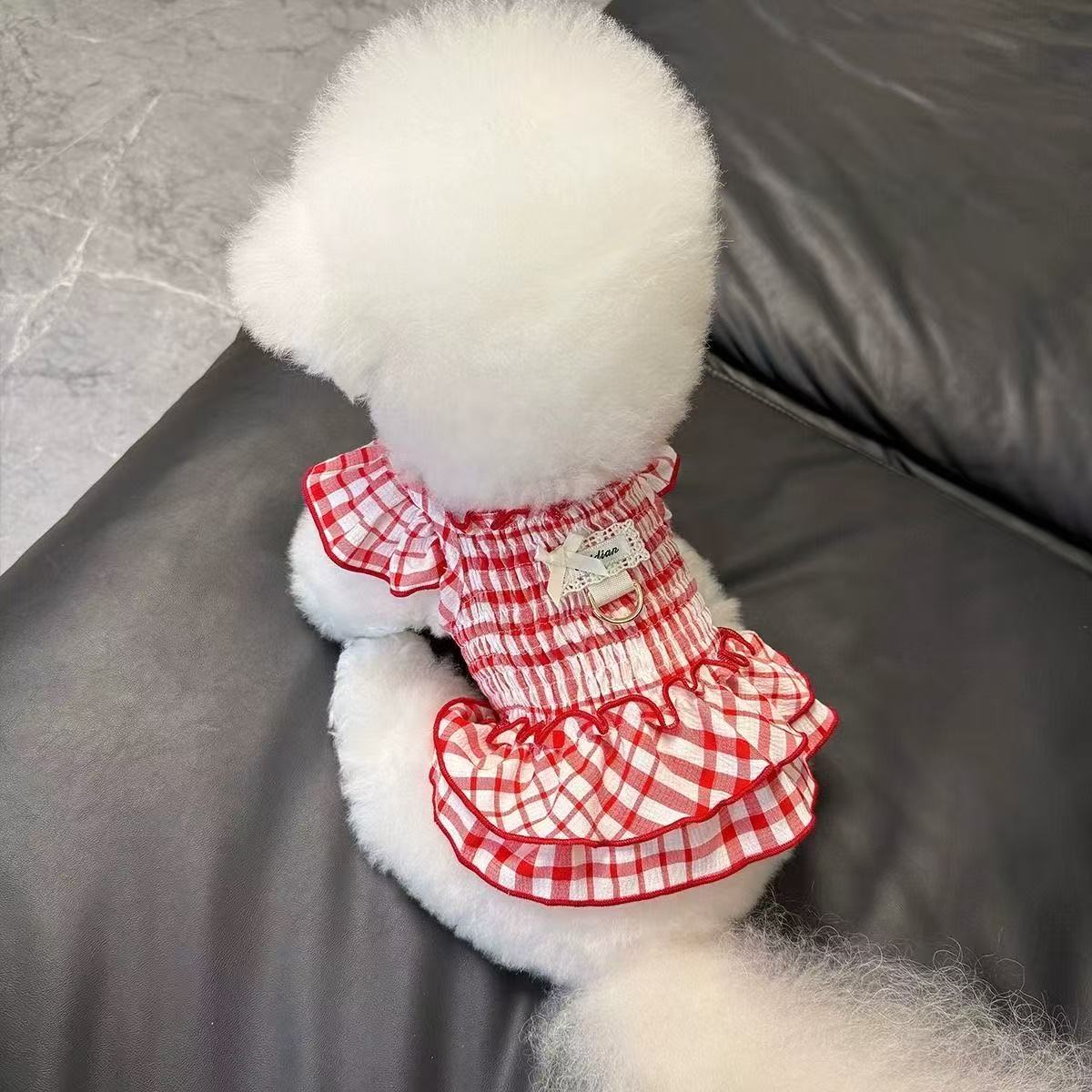 T438Pet refreshing skirt dog cat summer new small puppy Teddy Bichon Yorkshire sling dress