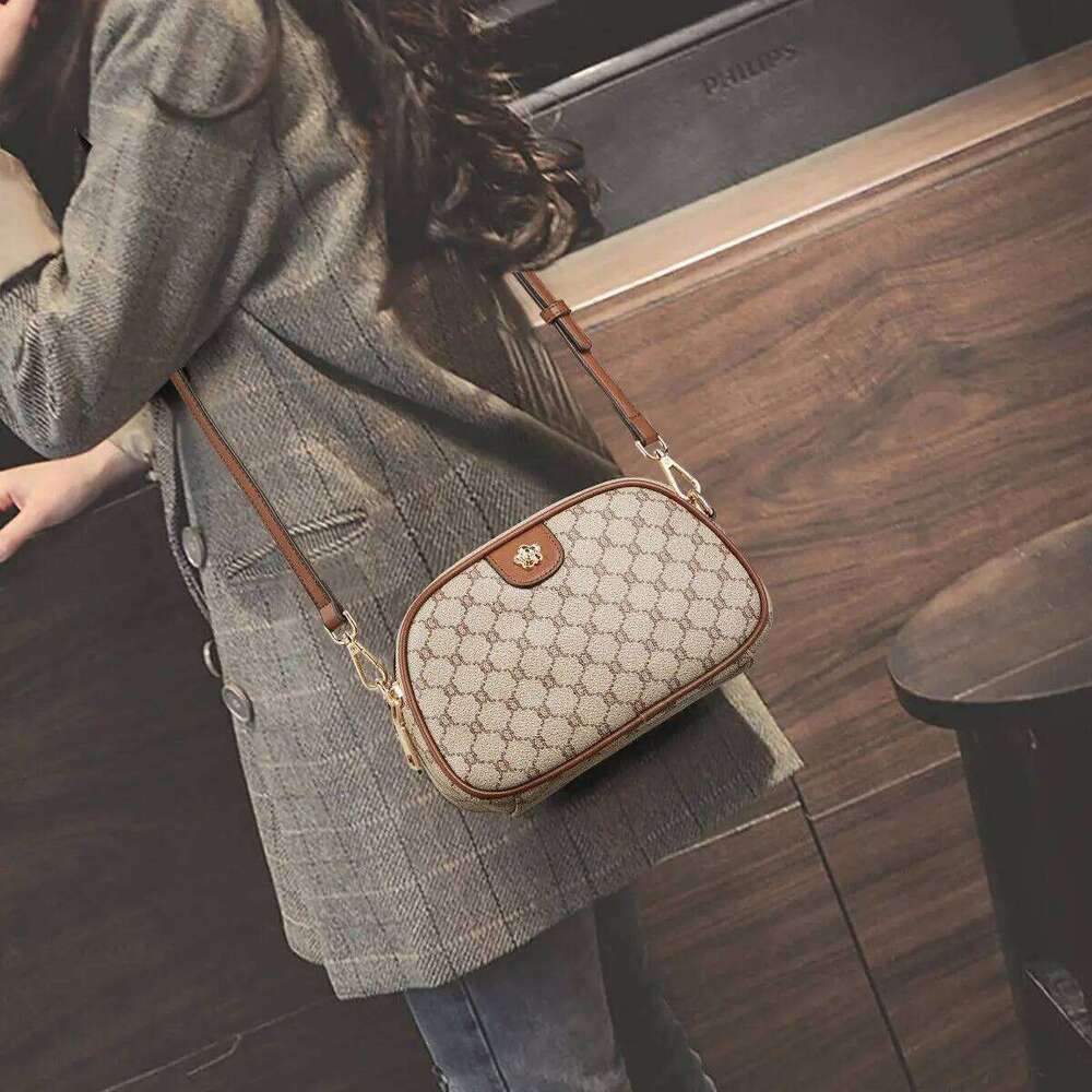 FOXER Women Small Shoulder Bag Fashion Monogram PVC Lady Crossbody Handbag with Adjustable Strap