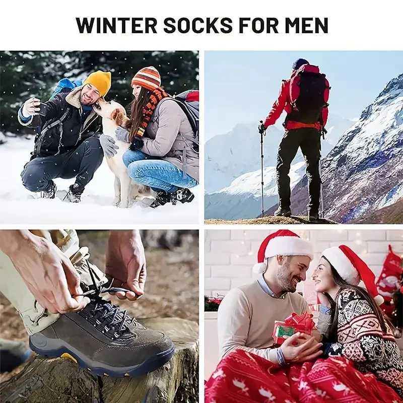 5 Pairs Merino Wool Socks for Men and Women Super Thick Hiking Socks Mens Thermal Socks for Cold Weather Mens and Womens Snow Socks Z250610