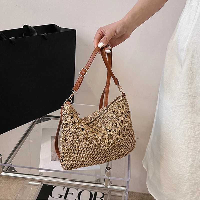 Straw Crossbody Bags for Women Summer Woven Shoulder Bag Purse Raffia Beach Wristlet Crochet Handbag Purse for Women XJ250610