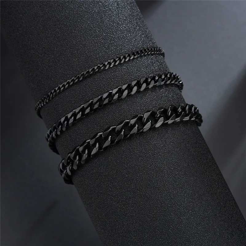 LETAPI Fashion Stainless Steel Curb Cuban Chain Bracelet for Men Women Hip Hop Couple Unisex Wrist Hand Jewelry Gift Party XJ250707
