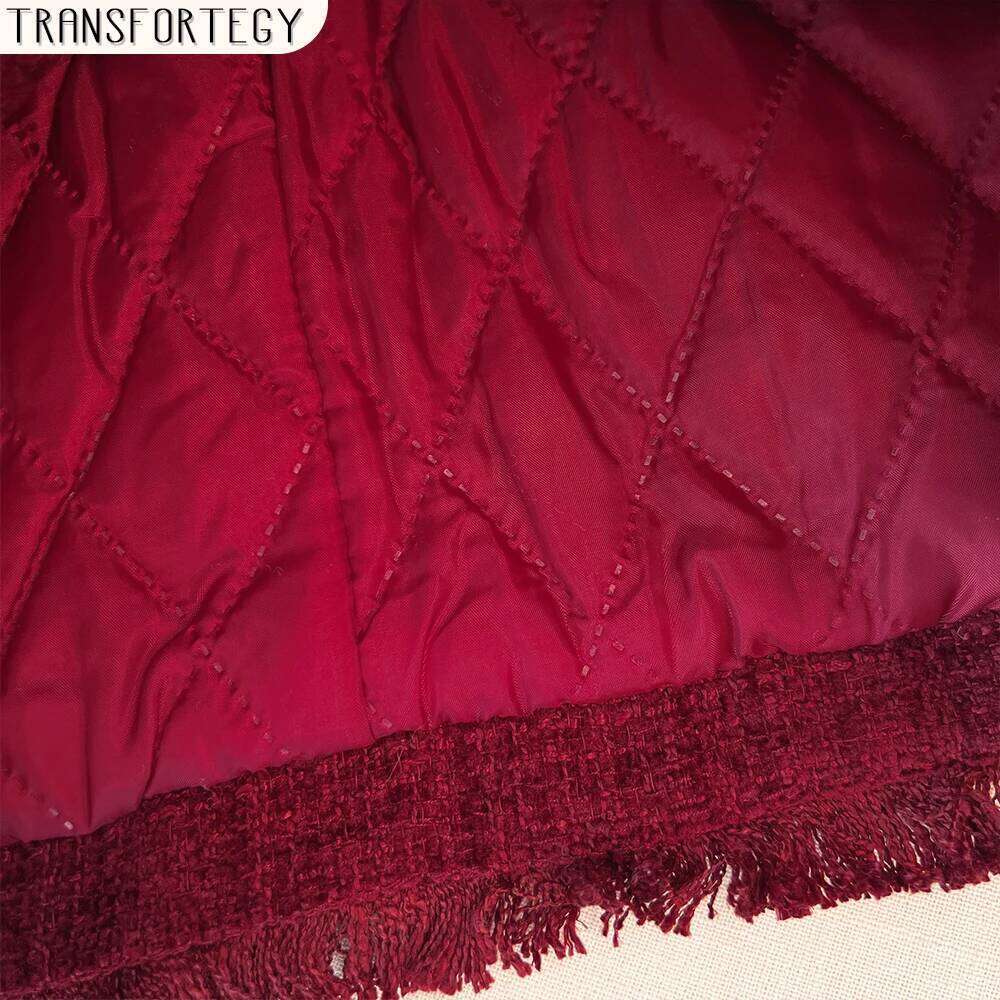 Plus Winter Casual Thickened Warm Red Commuter Top 2024 New Women's Clothing Clip Cotton Short Coat Large Size