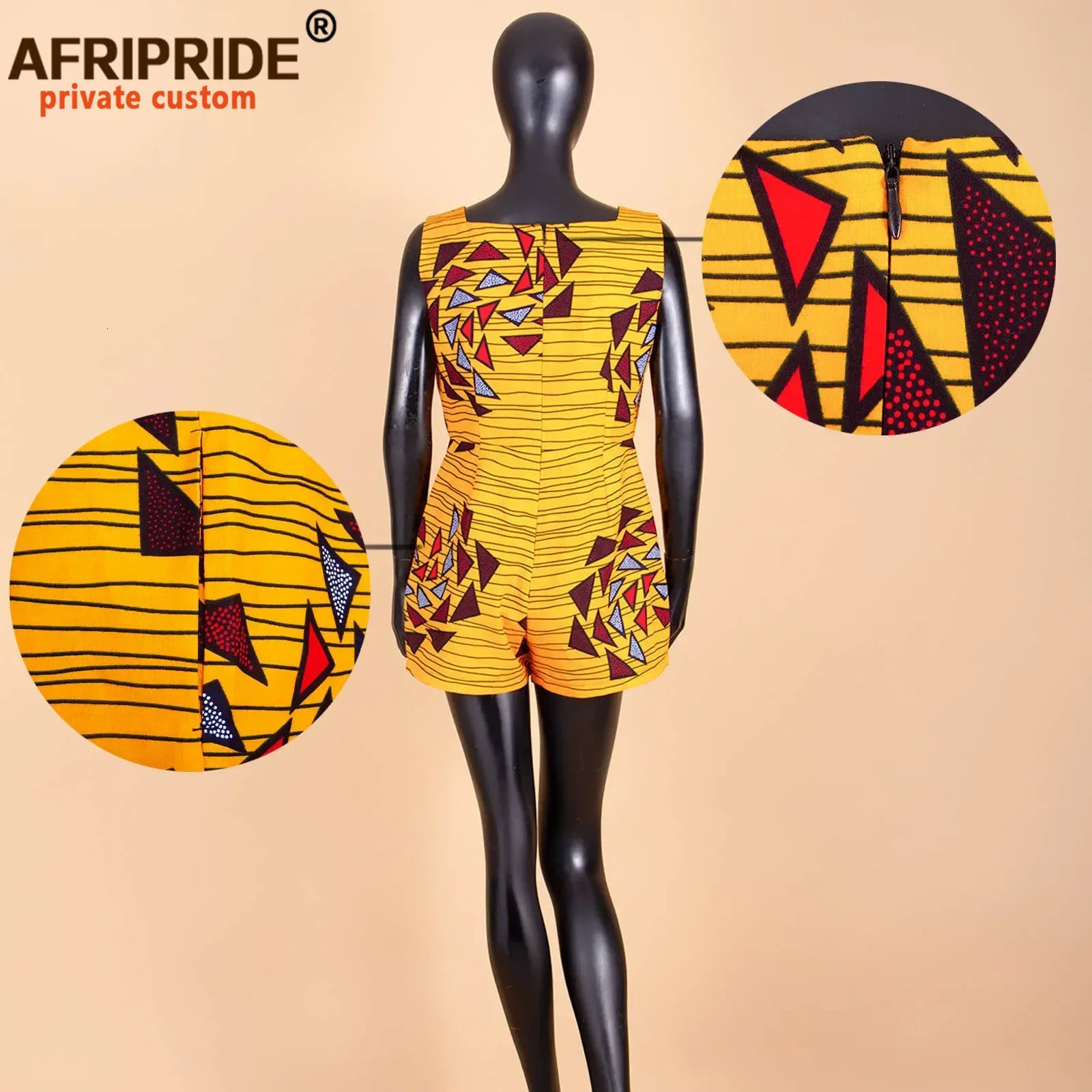 African Fashion Playsuits for Women AFRIPRIDE Tailor Made Plus Size Prime Sleeveless Casual Cotton A1929003 250609