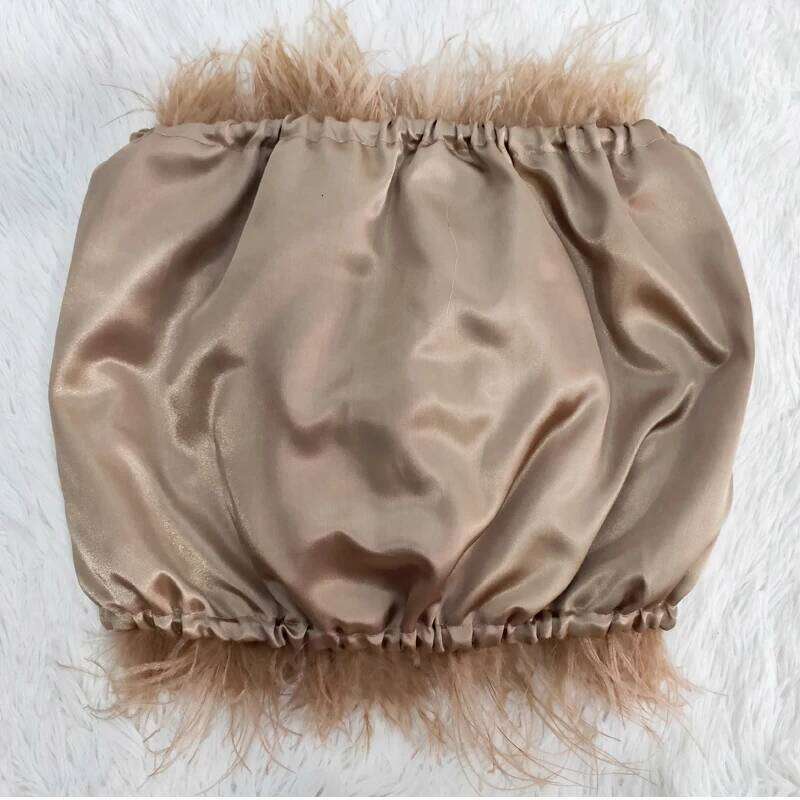 New 100% Natural Ostrich Hair Bra Wedding Underwear Women's Fur Coat Long Feather Top Lady Shirt Wrap Sexy Party Length 30 Cm