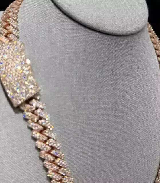 OACOCA 14MM 16Ct round Cut Moissanite Cuban Link Chain Mens 925 Sterling Silver Diamond Necklace Iced Style