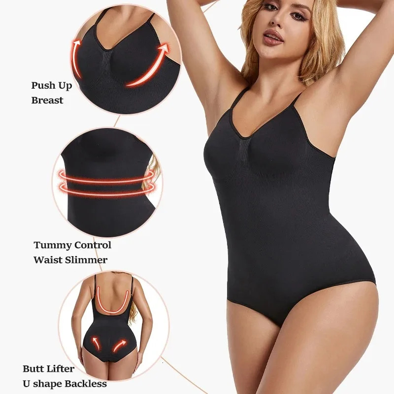 Womens Backless Bodysuits Seamless Sexy Shapewear Thong Butt Lifter Body Shaper Tummy Control Corset Slimming Camisole Tops 250610