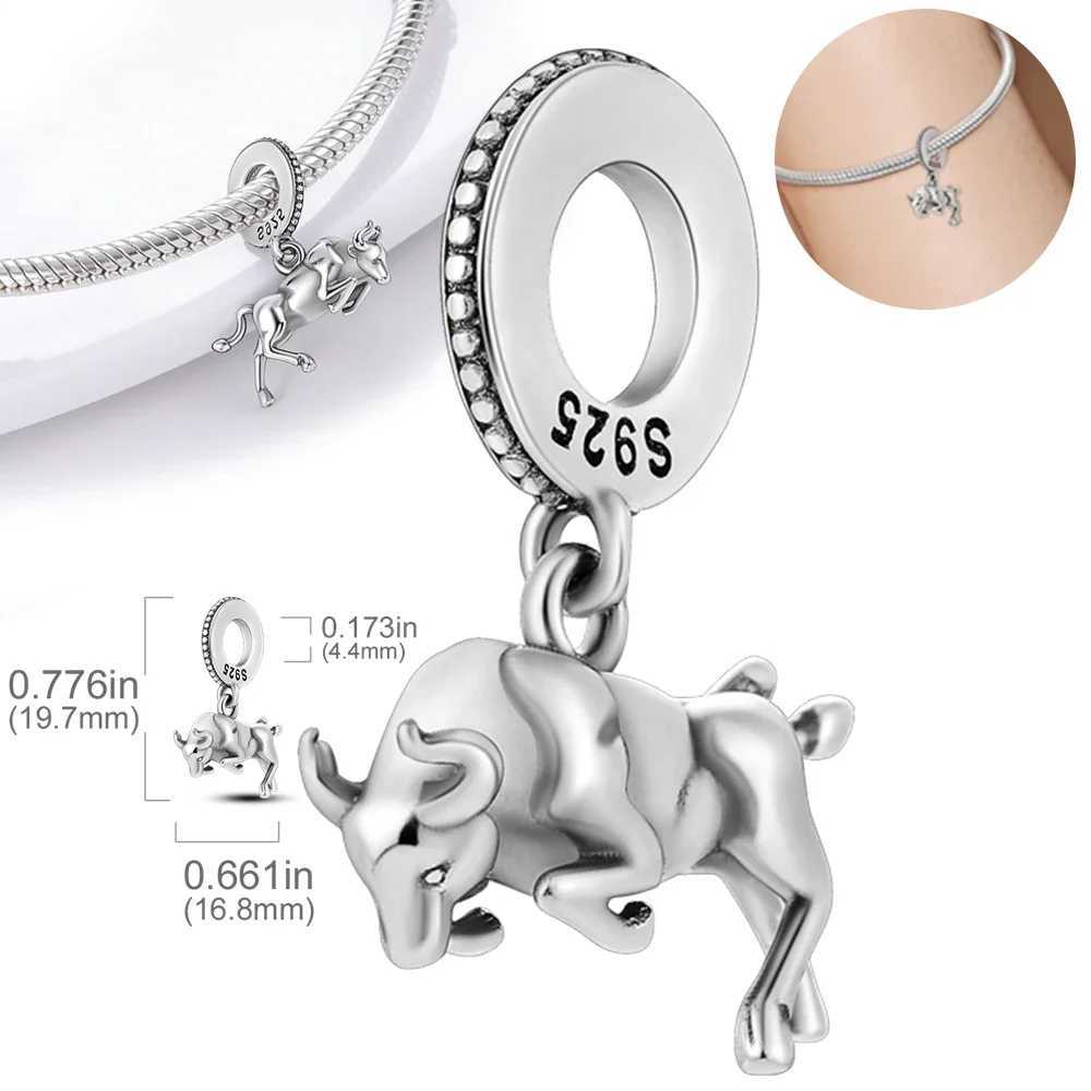 925 Sterling Silver Animal Dinosaur Lion Wolf Tiger Rabbit Pendant Fit Charm Original Bracelet DIY Fine Jewelry Making for Women XJ250611