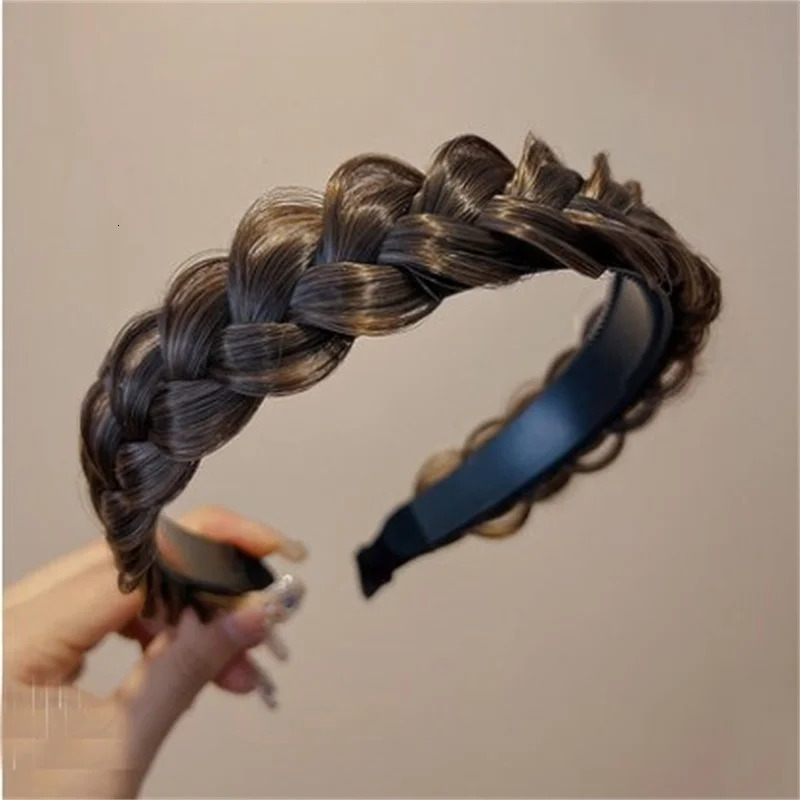 Lazy Wig Twist Headbands For Women Wide Fishbone Braids Hairbands Handmade Retro Head Hoop Hair Styling Headwear Accessories 250610