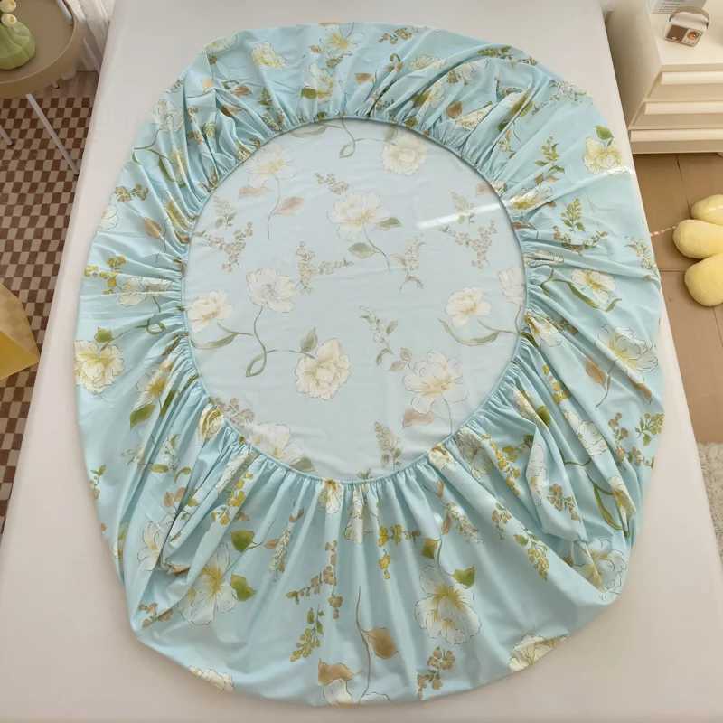 100% Cotton Bed Sheets Flower Printed Fitted Sheets for Bed Queen/King Size Cotton Bed Sheet (without case) Y250611
