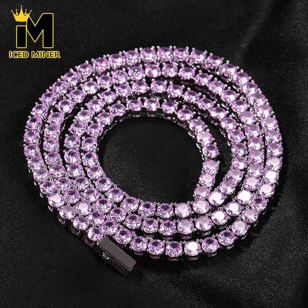 Icedminer 4mm Iced Out Tennis Necklaces With Box Clasp Bling Chain Choker For Women Men Hip Hop Jewelry Free Shipping