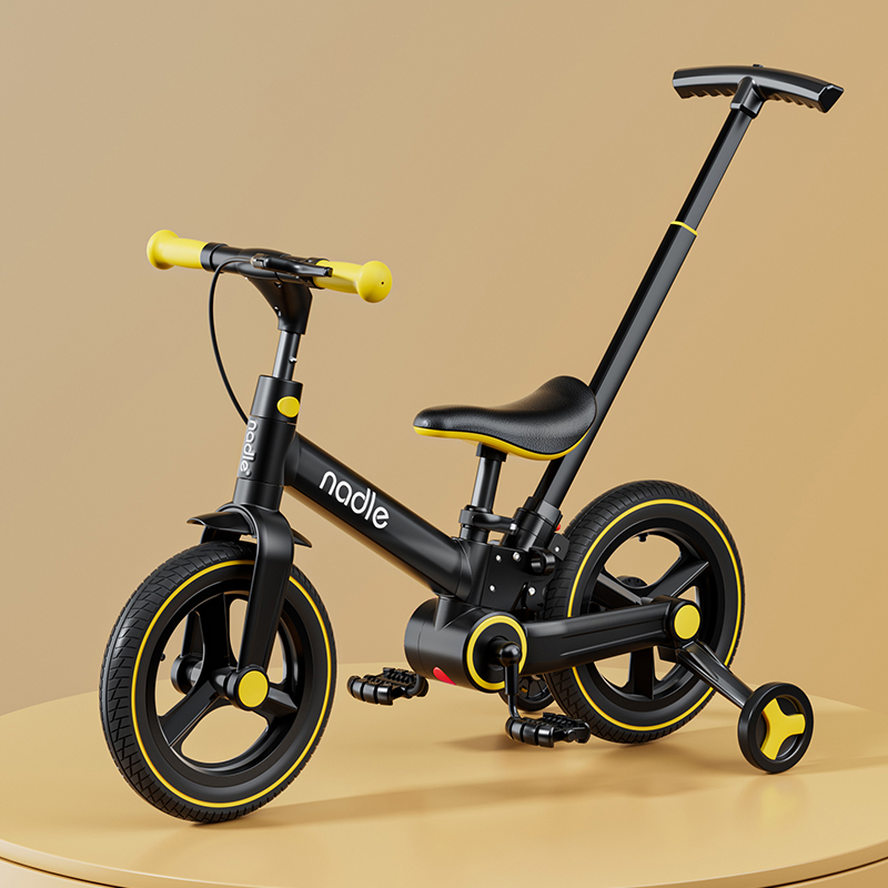 Nadle 2-in-1 multifunctional bicycle aluminum alloy frame push rod foldable pedal type auxiliary wheel detachable suitable for children aged 2-6
