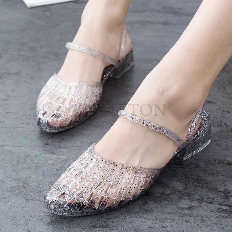 Womens Sandals Shoes Summer Breathable Casual Ladies Pointed Sandals Mom Transparent No-slips Slipper Lady Flips Flop 250609