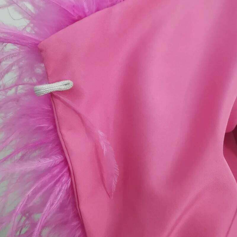 Fashion Sexy 100% Ostrich Feather Boat Neck Design Women's Off Shoulder Short Length 40 Cm Party Real Fur Coat Jacket