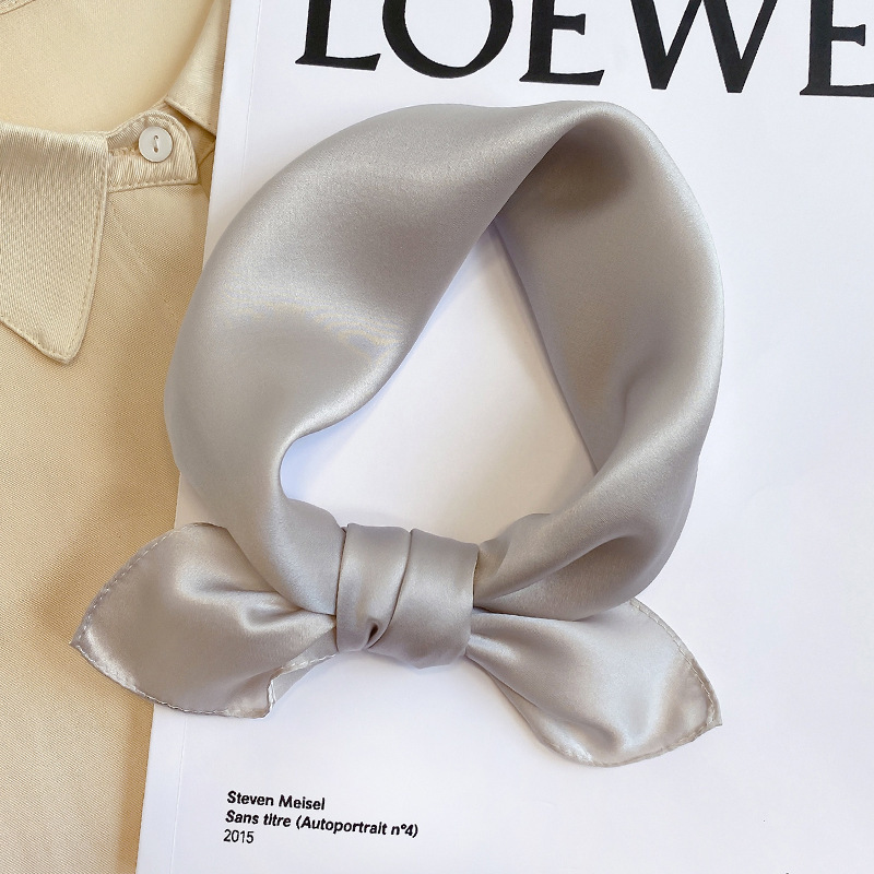 K989 Simulation silk small square elegant solid color 70 silk scarf Hangzhou spring and autumn thin all-match silk scarf decorative scarf