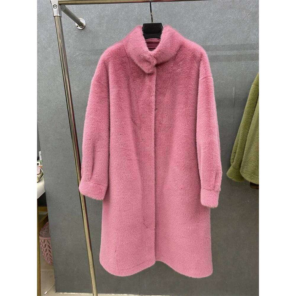 Fake for women's winter 2023 new integrated mid length mink fur coat faux