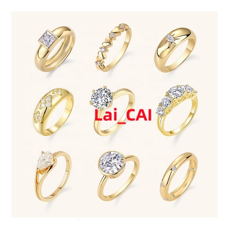925 Sterling Silver 10k 14k 18k Gold Plated Moissanite Diamond Pave Side Wedding Engagement Ring Set for Women Jewelry