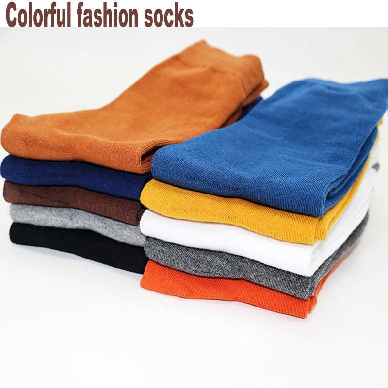 5Pairs New High Quality Business Casual Men Socks Black Mens Dress Long Socks Autumn Keep Warm Colorful Full Happy Socks Male Z250610