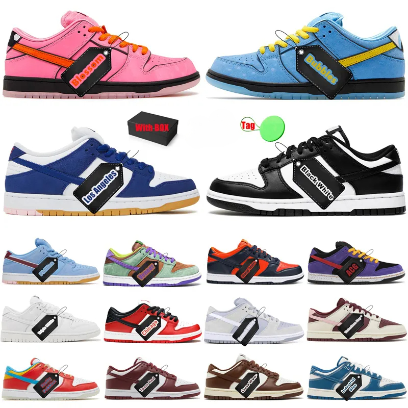 With Box Powerpuff Girls Sneaker Mens Womens Running shoes Trainers Designer Shoes Black White Photon Dust Grey Fog Triple Pink UNC duncks a low Sneakers Top